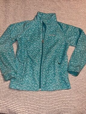 Columbia Teal Patterned Full-Zip Fleece Jacket